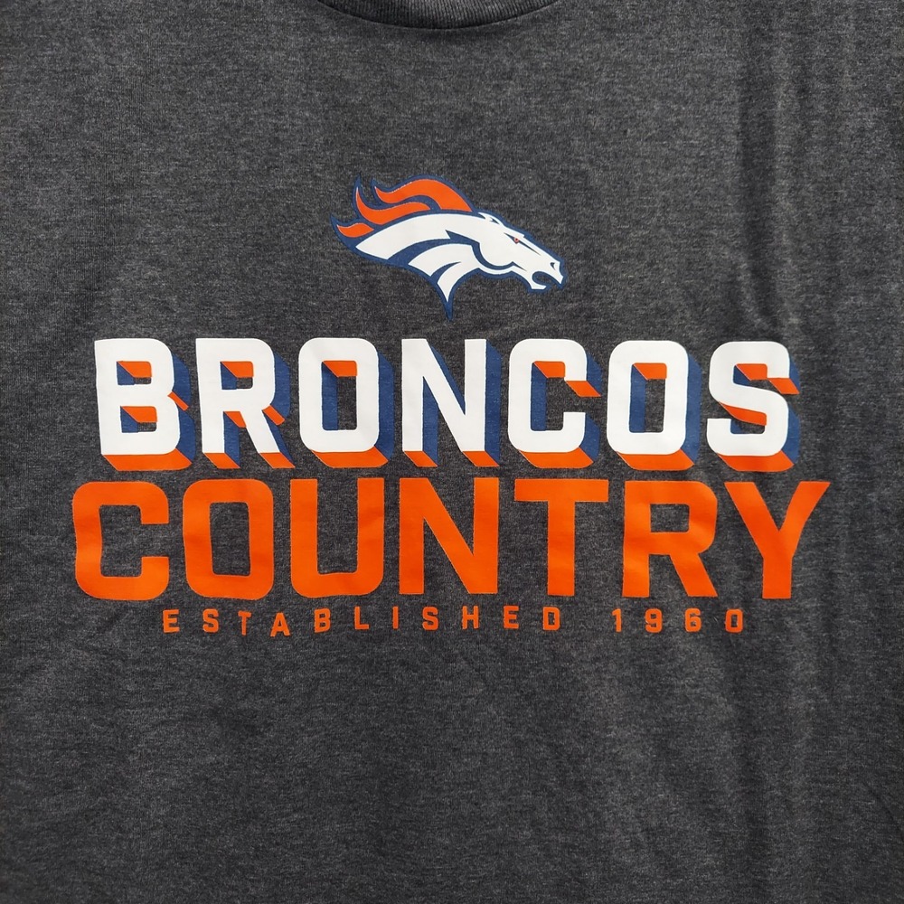Denver Broncos Country T-Shirt Men's Large Fanatics NFL Gray Cotton Soft Tee‎ - Picture 2 of 9